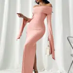 Privé Damen Maxikleid In Bodycon Stil Mit Off-shoulder Schnitt