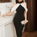 Modely Figurbetontes Kleid mit Farbblock, Neckholder